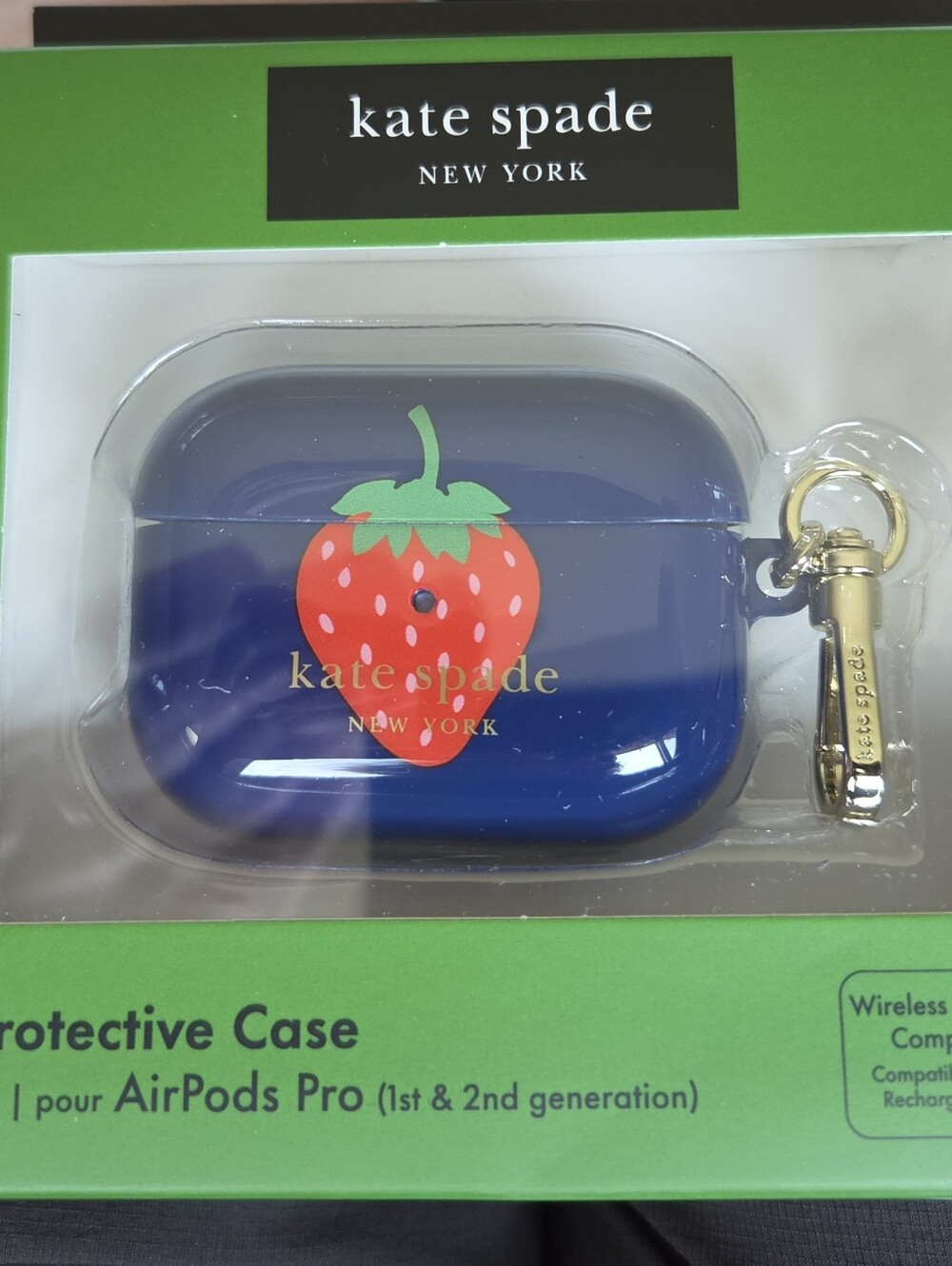 NWT Kate Spade New York AirPods Pro Case (1st & 2nd Gen) Navy Blue & Strawberry